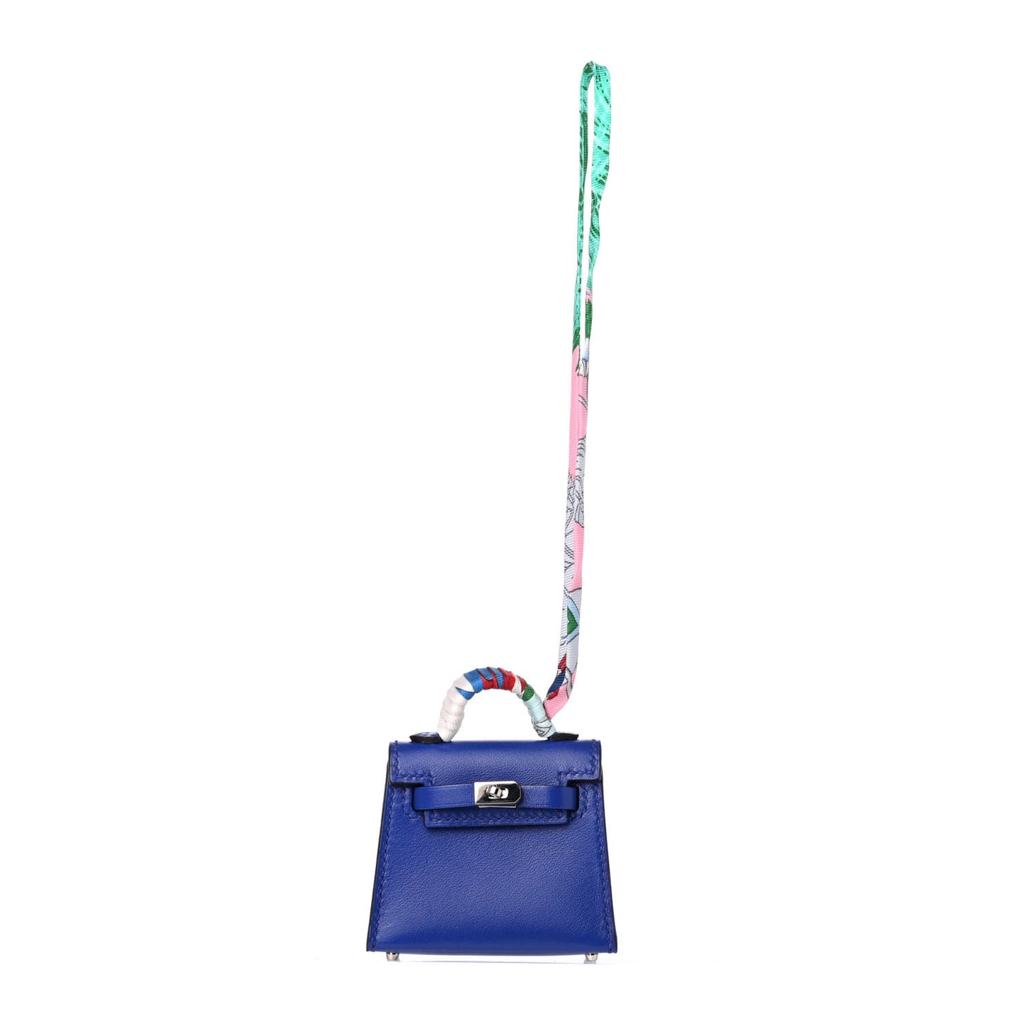Tadelakt Mini Kelly Twilly Bag Charm Bleu Electrique