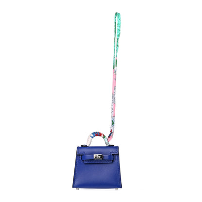 Hermes Tadelakt Mini Kelly Twilly Bag Charm Bleu Electrique 1 of 5