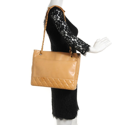 Chanel Lambskin Quilted Shoulder Bag Beige 2 of 9