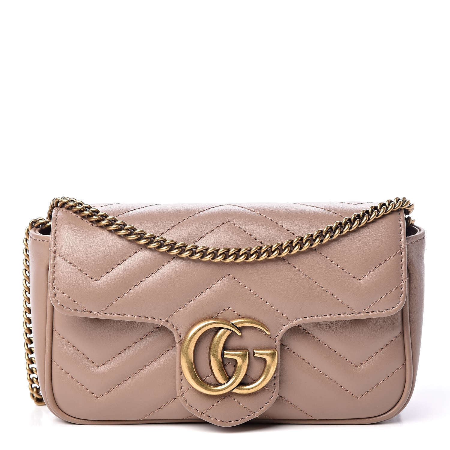 Gucci Calfskin Matelasse Super Mini GG Marmont Shoulder Bag Porcelain Rose 1 of 9