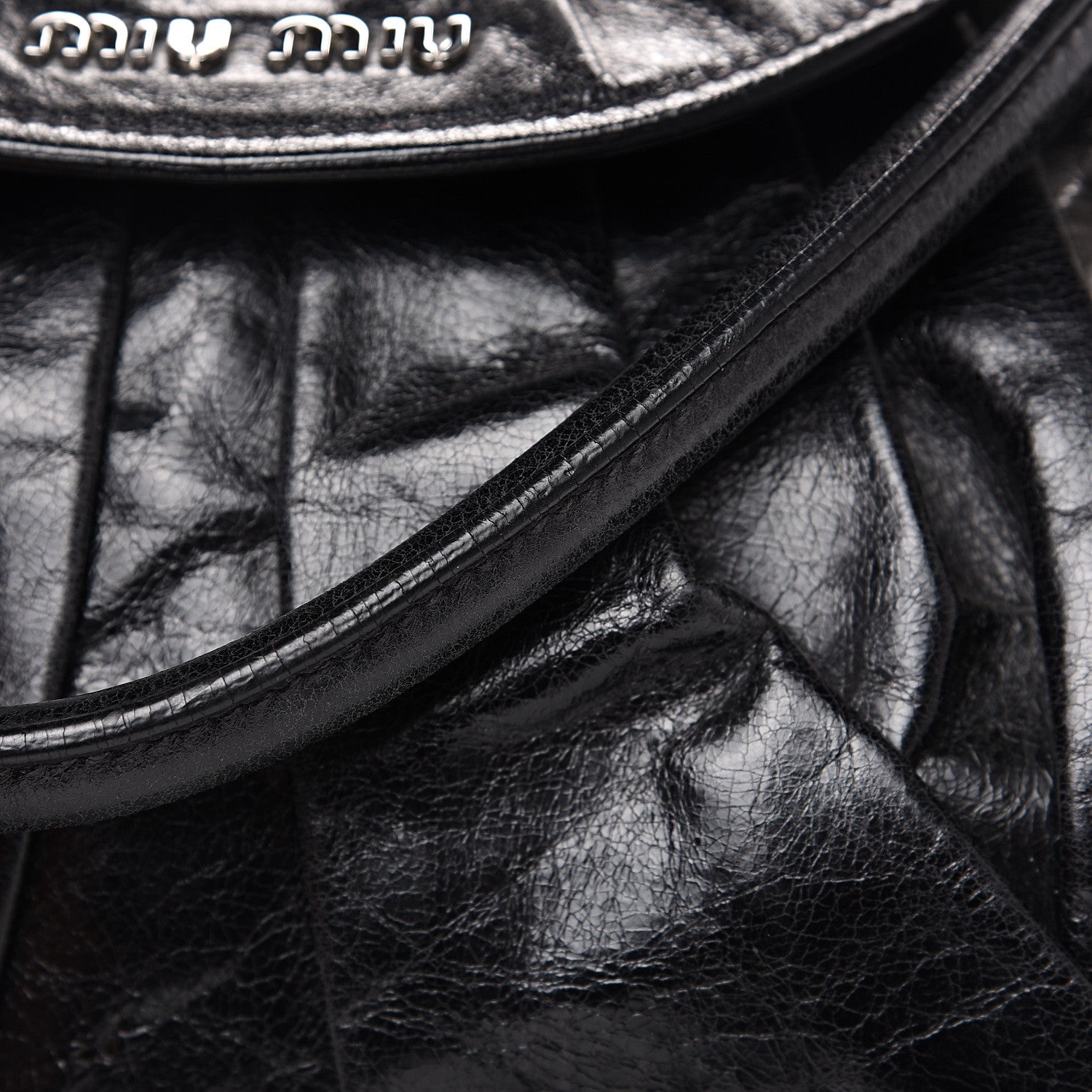 Miu Miu Vitello Lux Gathered Hobo Black 12 of 14