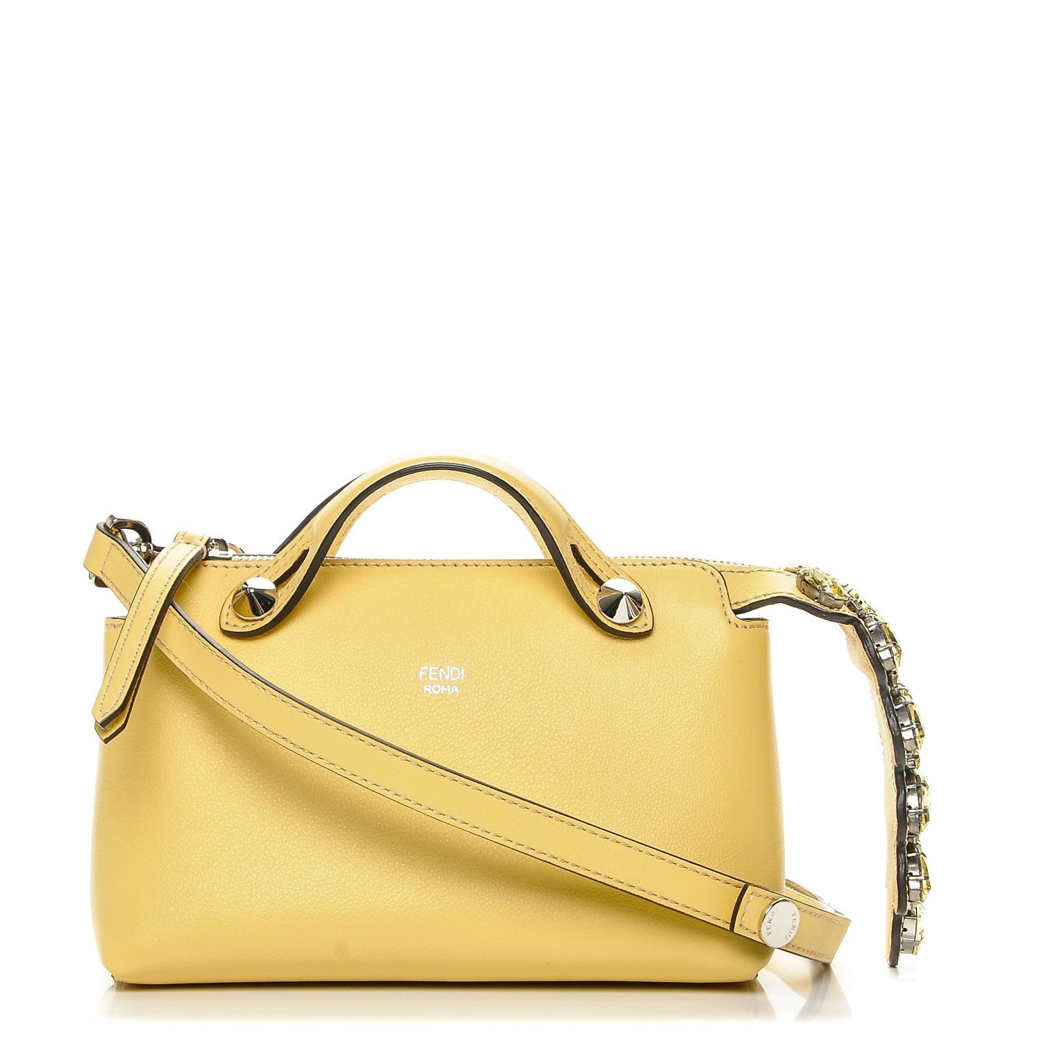 Fendi Vitello Dolce Crystal Croc Tail Mini By The Way Boston Bag Yellow 1 of 7