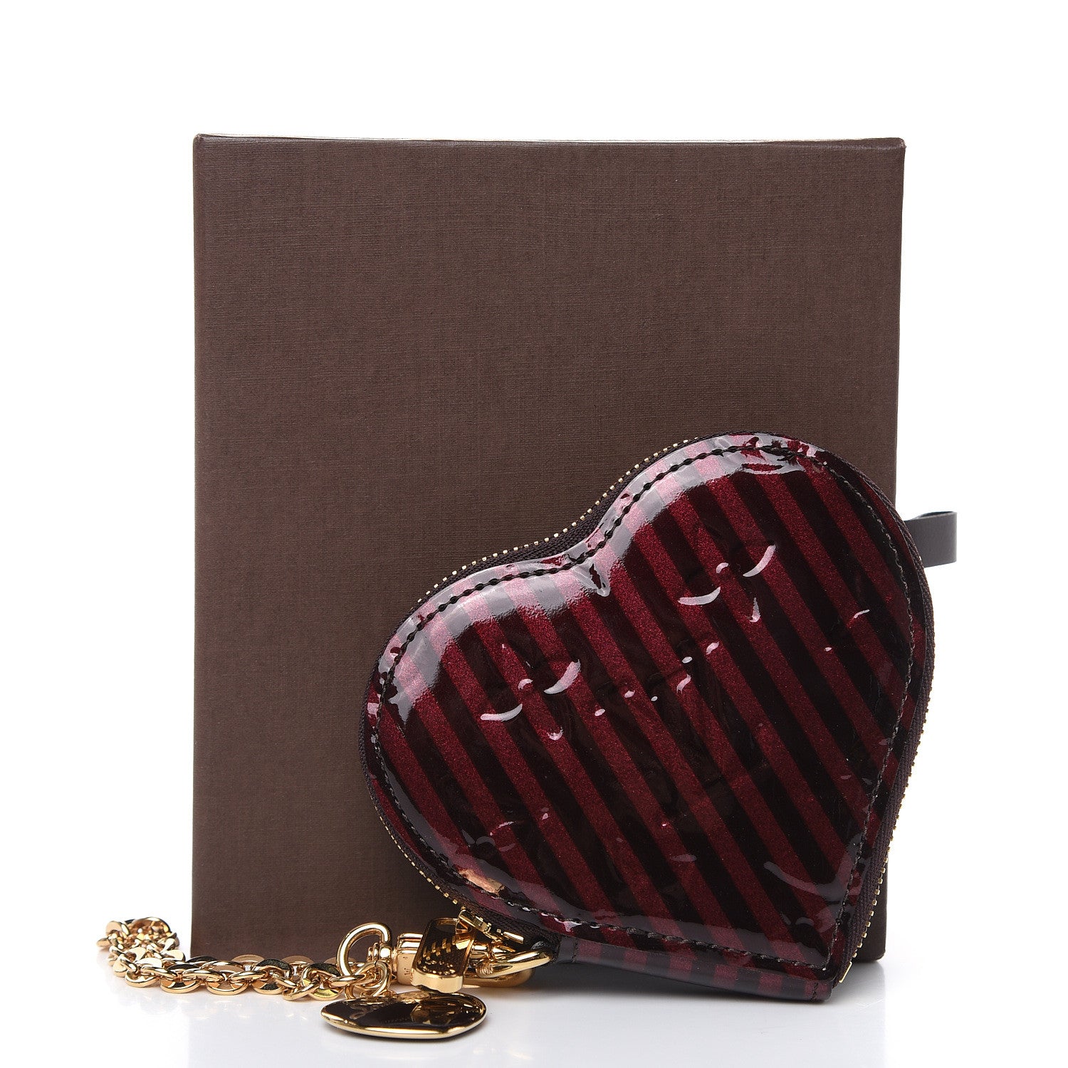 Louis Vuitton Vernis Rayures Coeur Heart Coin Purse Amarante 7 of 7