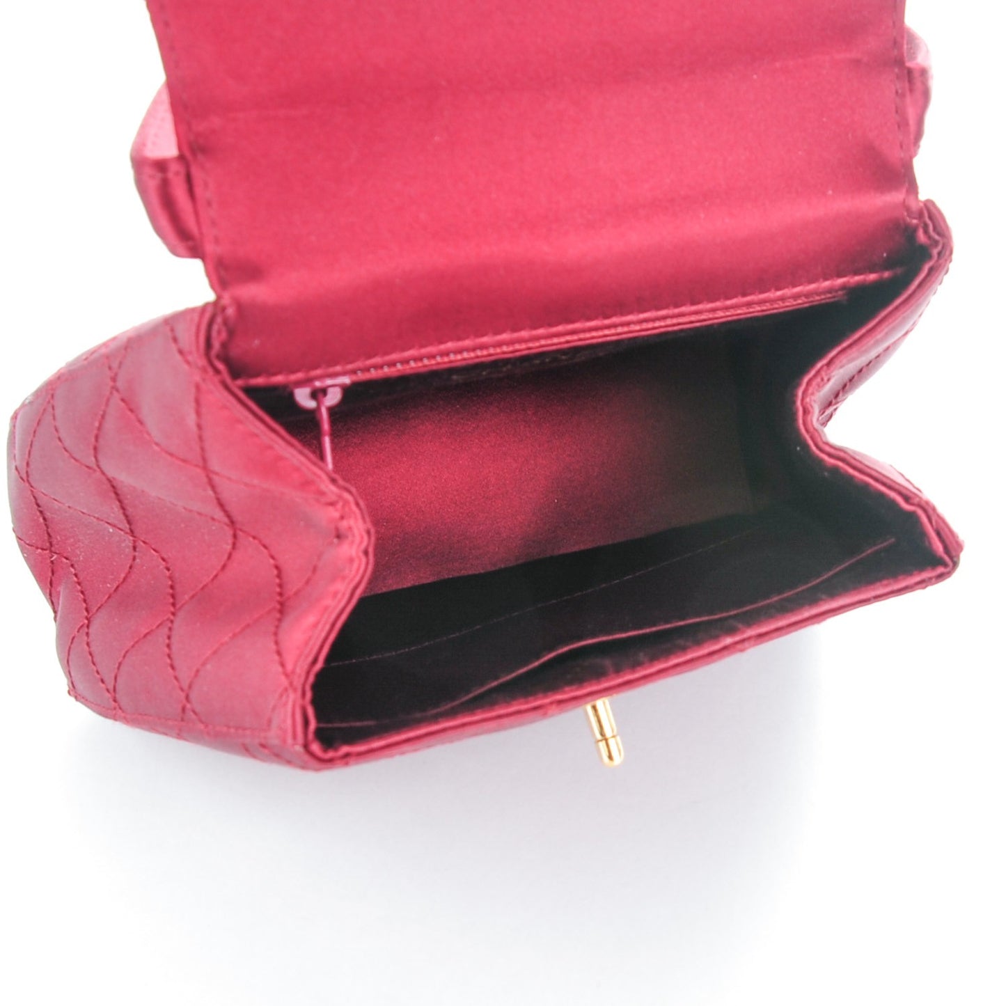Satin Quilted Evening Bag Red