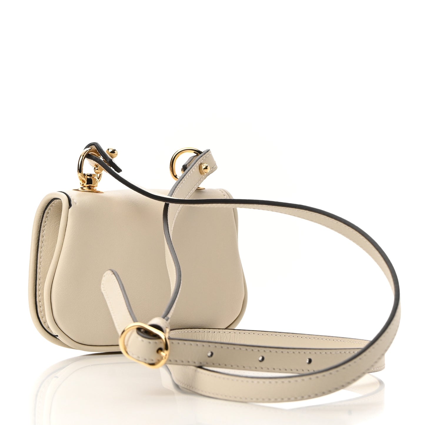 Roxy Calfskin Blondie Card Case Wallet with Strap Mystic White