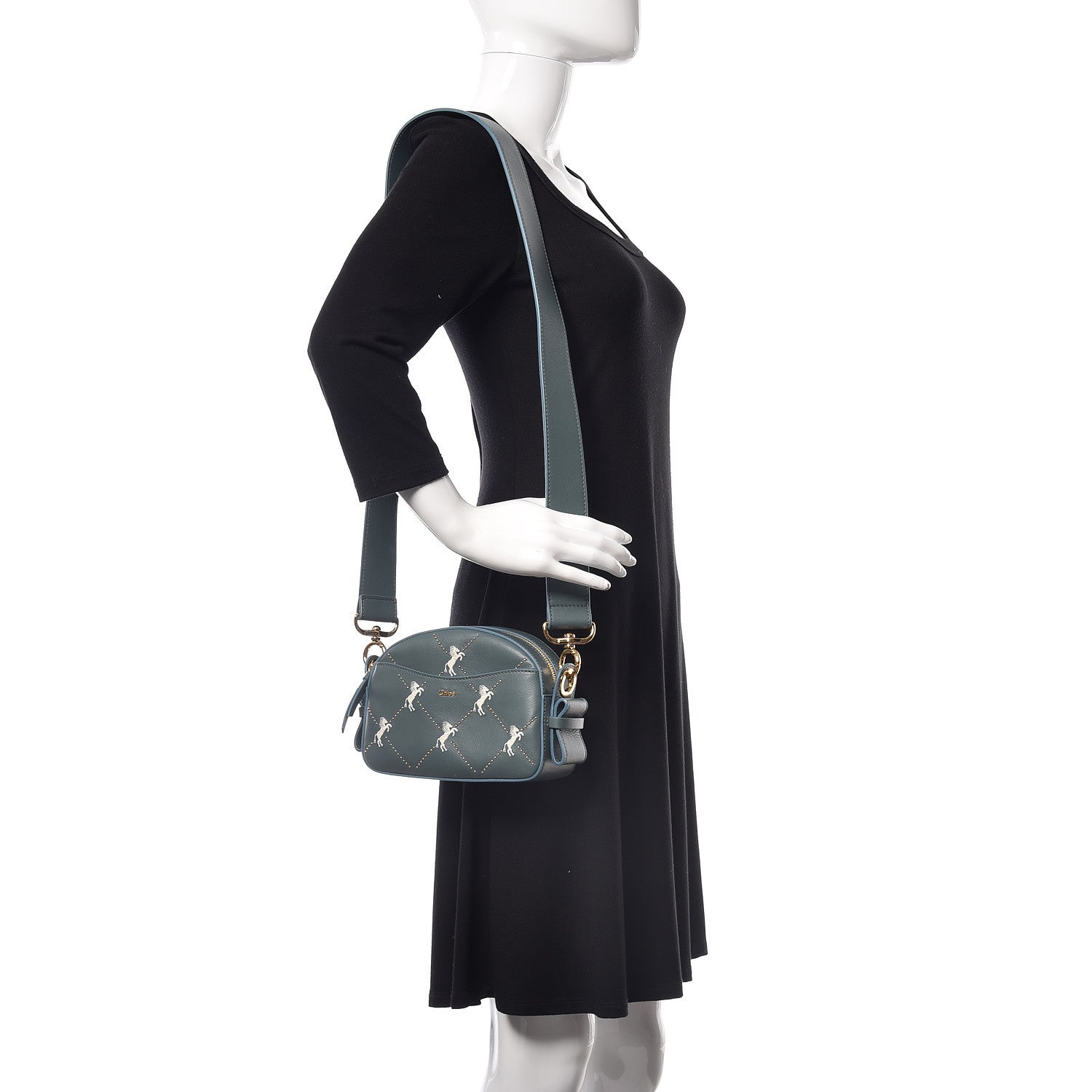 Chloe Smooth Calfskin Little Horses Embroidered Shoulder Bag Cloudy Blue 2 of 9