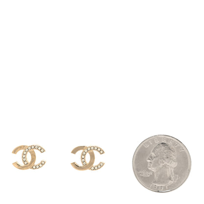 Chanel Metal Crystal CC Earrings Gold 2 of 5