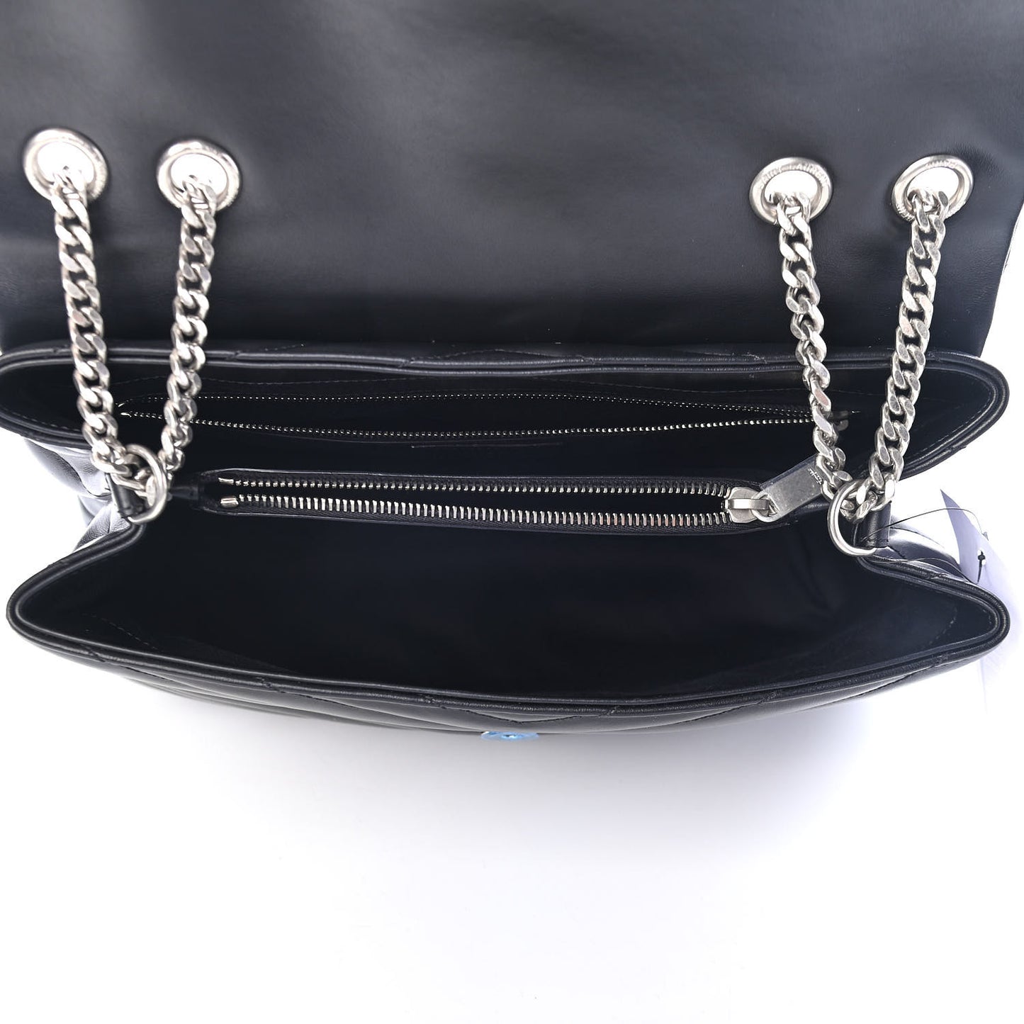 Calfskin Y Quilted Monogram Medium Loulou Chain Satchel Black
