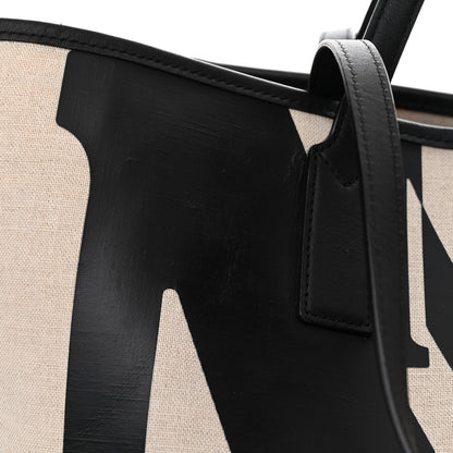 MCM Canvas Glitch Logo Medium Aren Shopper Tote Black White 13 of 15