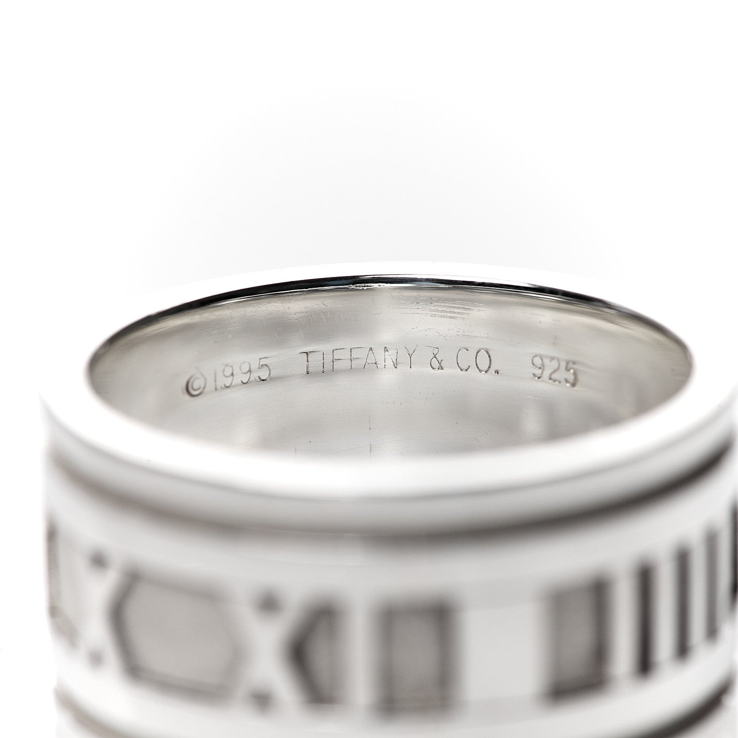 Tiffany Sterling Silver 12mm Atlas Band Ring 60 9 3 of 4