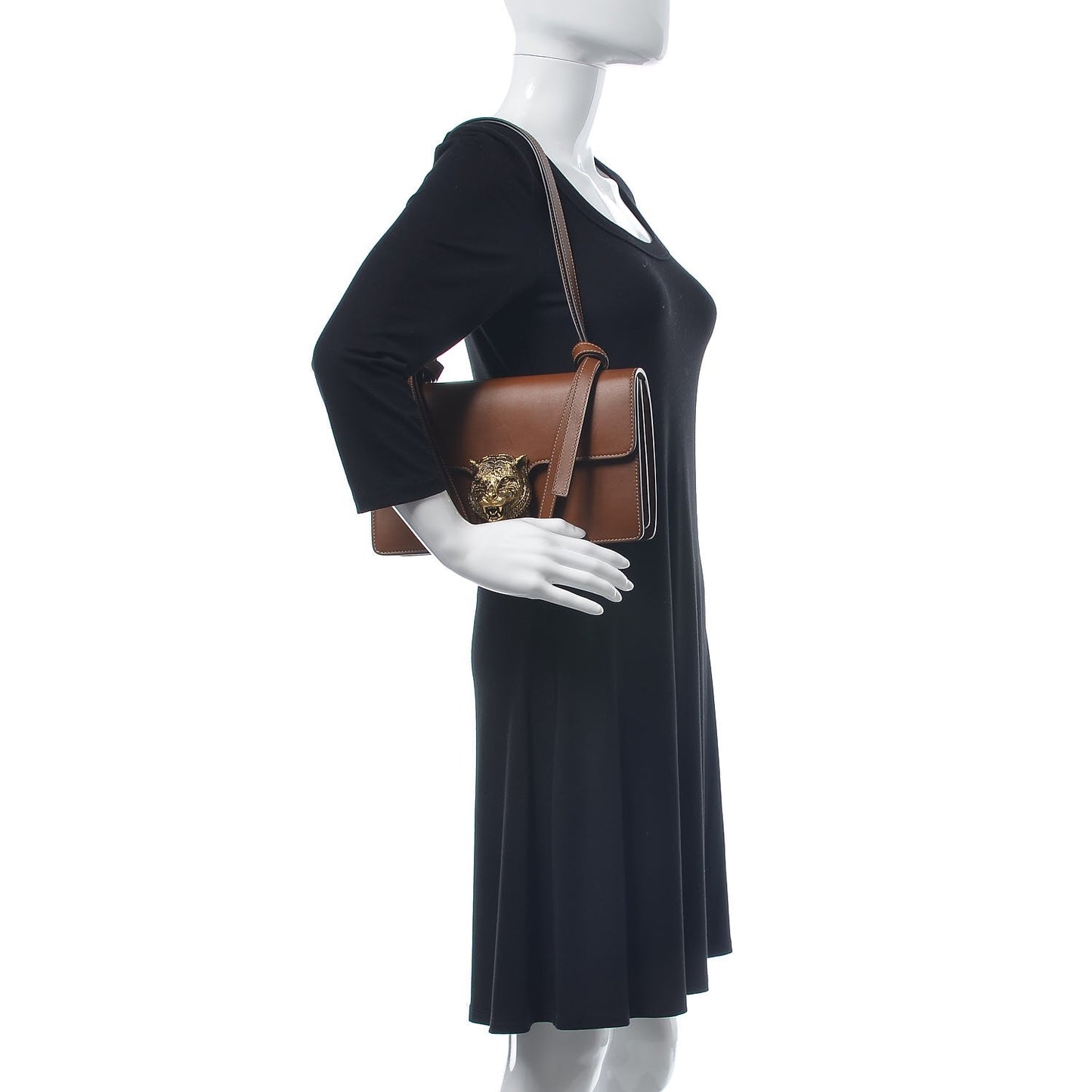 Calfskin Animalier Shoulder Bag Brown