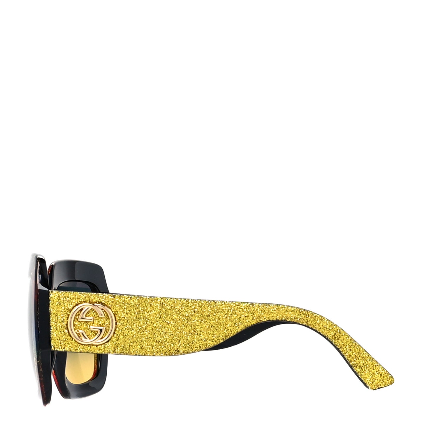Square Frame GG0102S Sunglasses Glitter Gold Multi