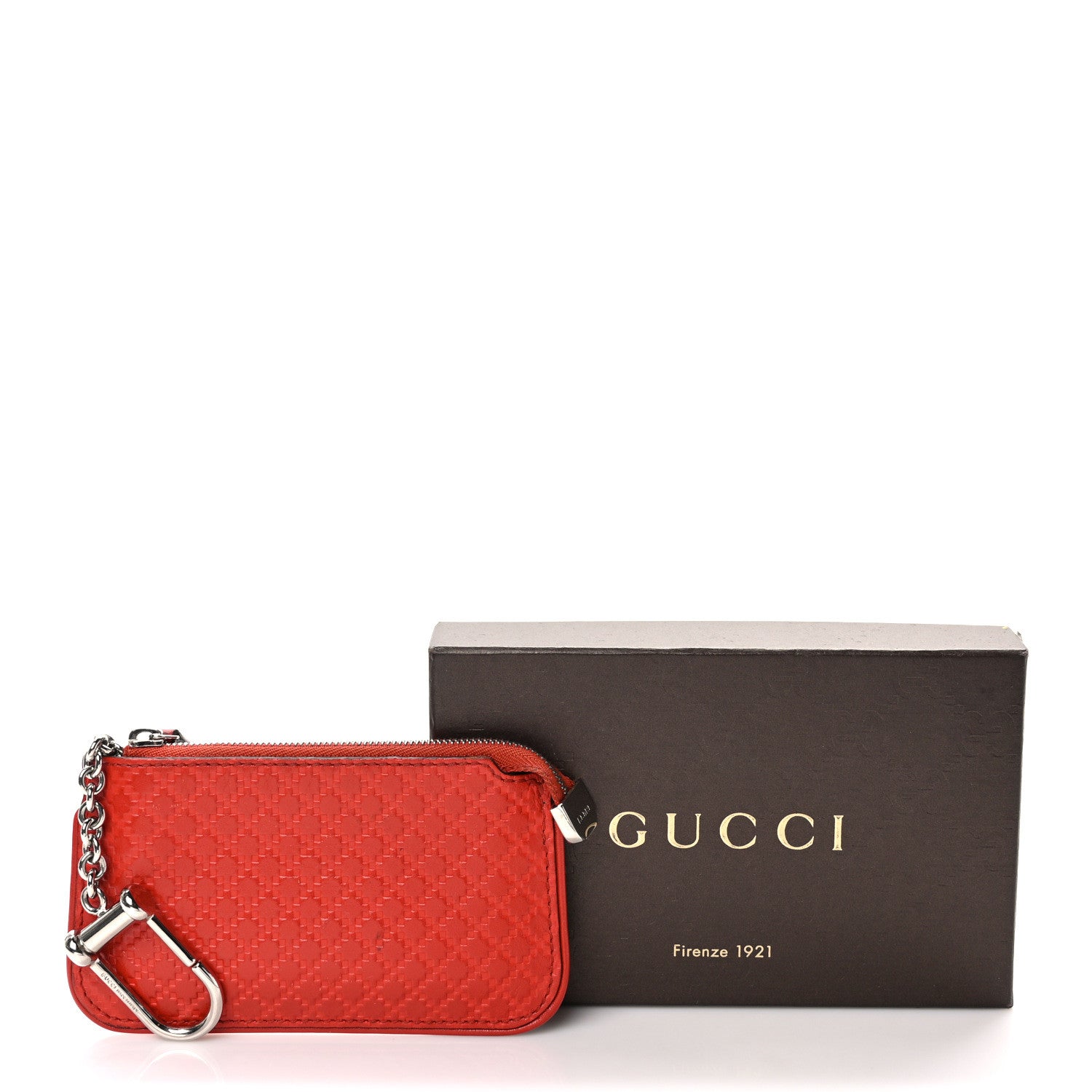 Gucci Calfskin Diamante Embossed Key Case Red 8 of 8