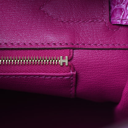 Hermes Shiny Porosus Crocodile Birkin 30 Rose Scheherazade 16 of 30