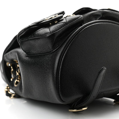 Chanel Shiny Caviar Quilted Small Duma Pockets Drawstring Backpack Black 9 of 11