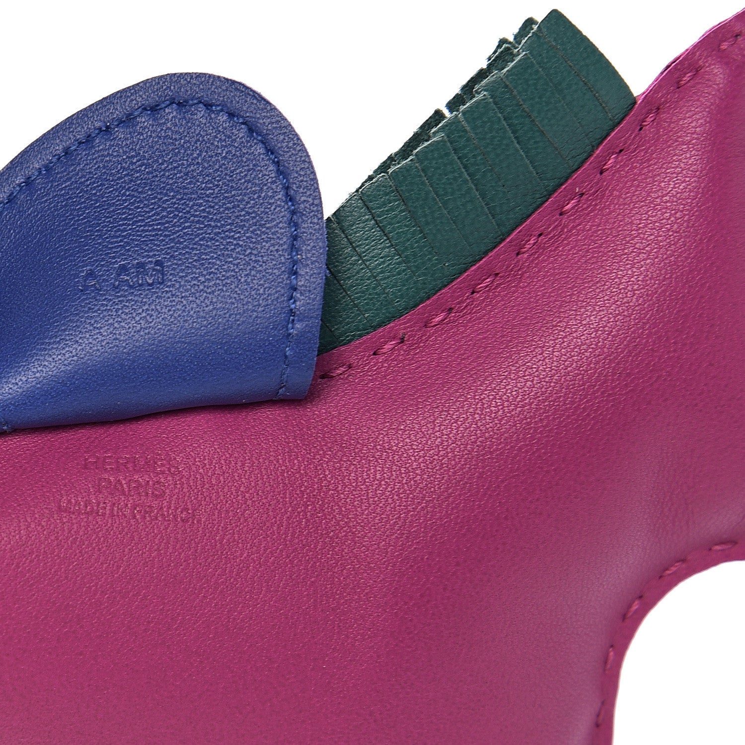Hermes Milo Lambskin Grigri Rodeo Bag Charm GM Rose Pourpre Malachite Bleu Electrique 3 of 5