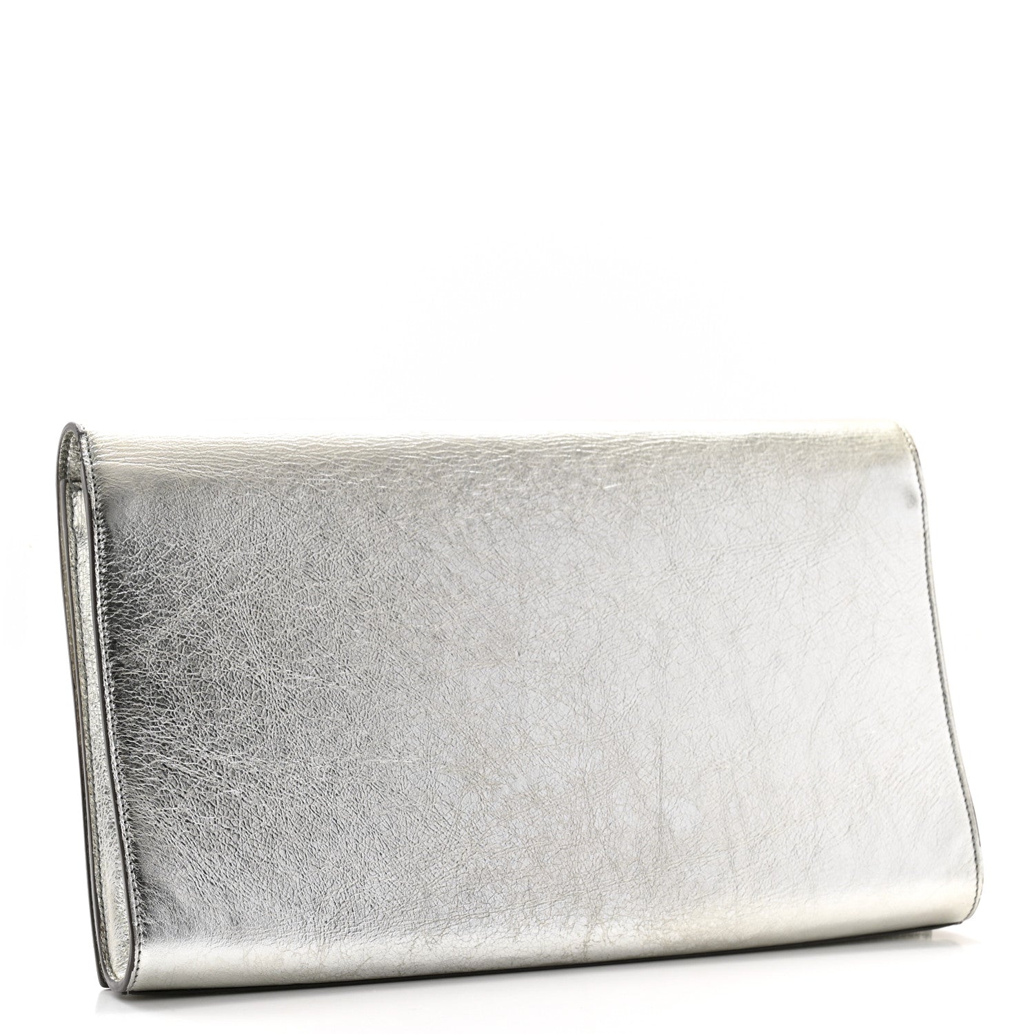 Saint Laurent Metallic Calfskin Monogram Large Belle De Jour Clutch Silver 3 of 9
