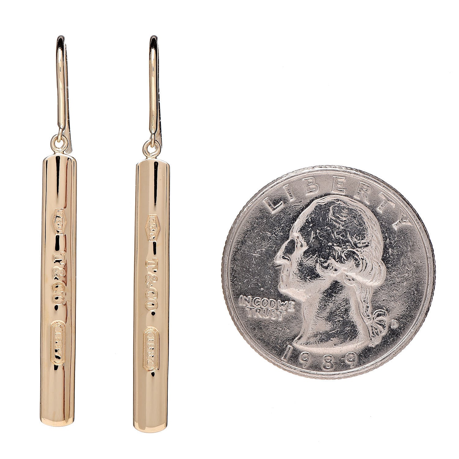 Tiffany 18K Yellow Gold 1837 Bar Drop Earrings 2 of 4