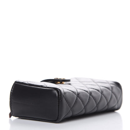 Chanel Lambskin Quilted Mini Phone Holder Clutch Black 4 of 10