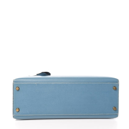 Hermes Epsom Kelly Sellier 32 Blue Jean 6 of 36