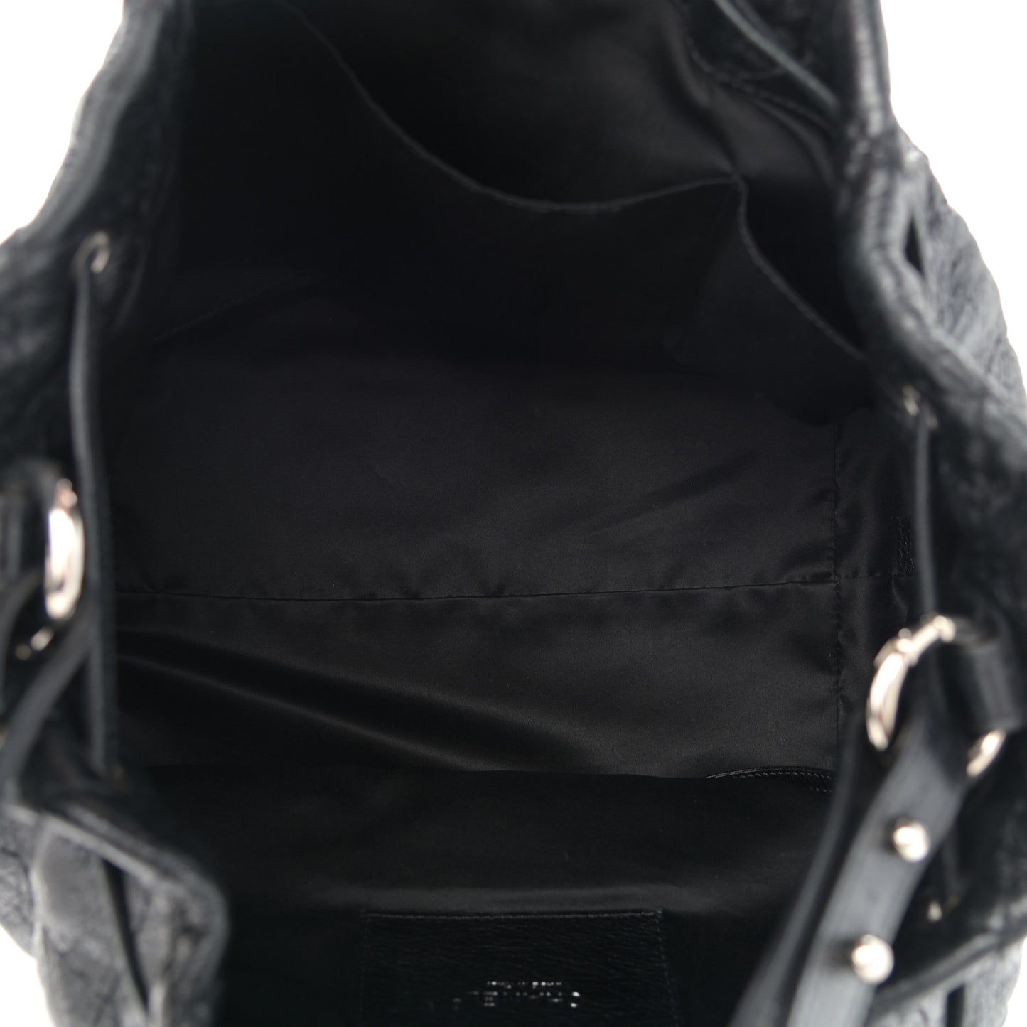 Glazed Calfskin On The Road Drawstring Tote Black