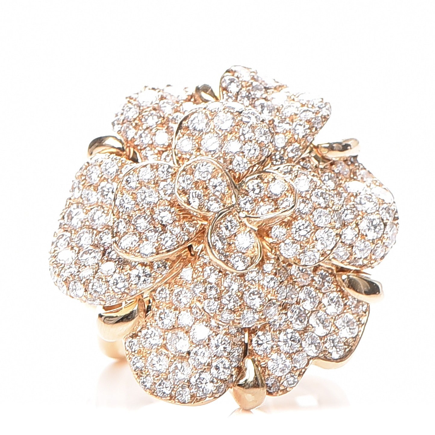 18K Yellow Gold Diamond Camellia Ring 5.25