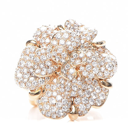 Chanel 18K Yellow Gold Diamond Camellia Ring 5.25 1 of 9