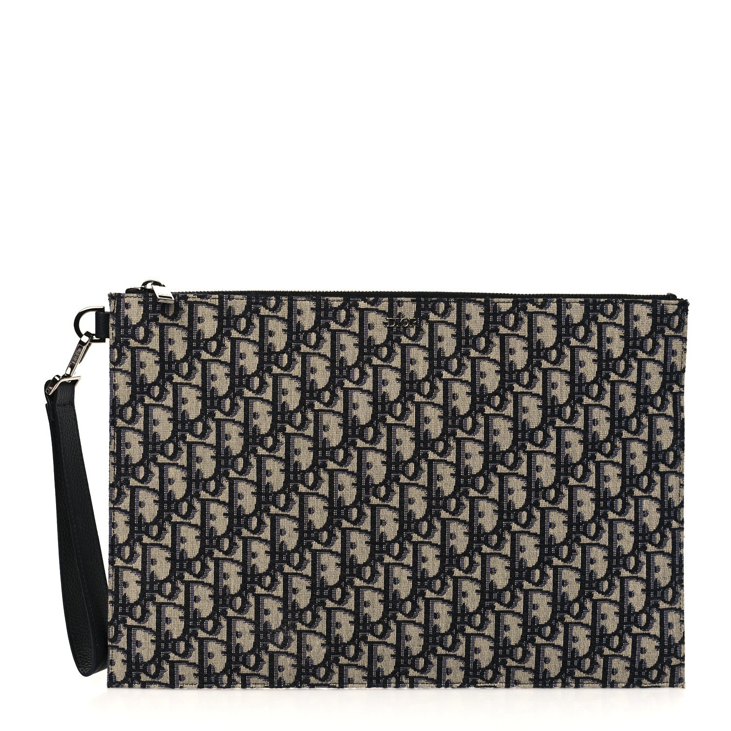 Christian Dior Oblique A4 Flat Pouch Clutch Blue 1 of 6