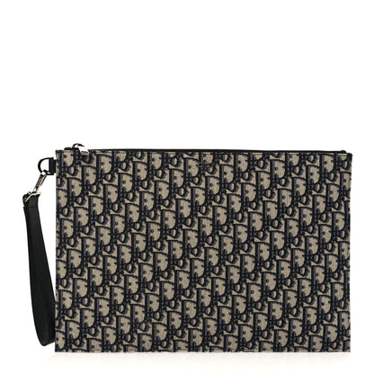 Christian Dior Oblique A4 Flat Pouch Clutch Blue 1 of 6