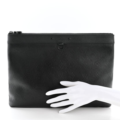 Louis Vuitton Calfskin Monogram Shadow Discovery Pochette Black 2 of 7