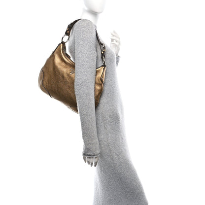 Prada Metallic Vitello Daino Shoulder Bag Platino 3 of 9