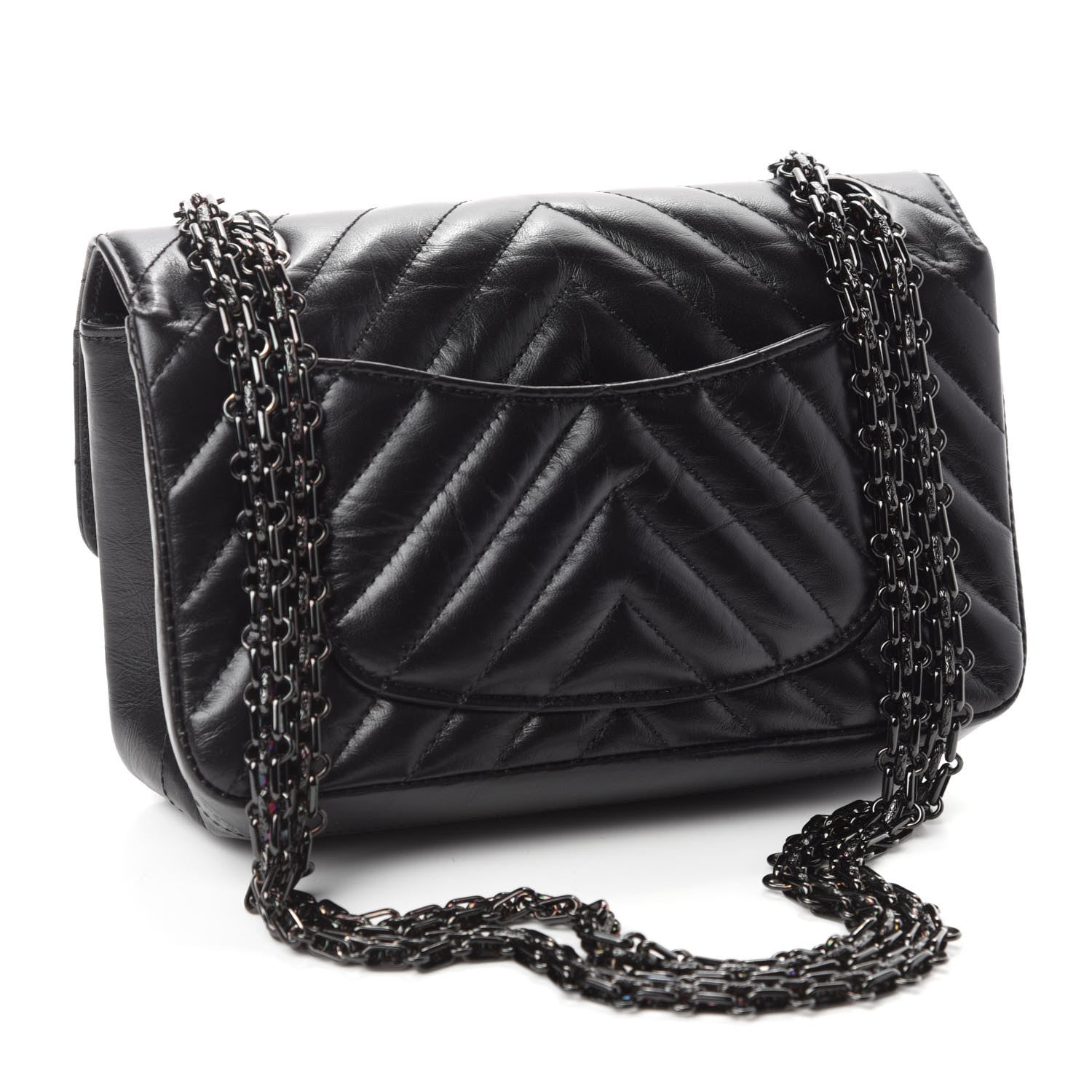 Chanel Aged Calfskin Chevron Quilted 2.55 Reissue Mini Flap So Black 3 of 12