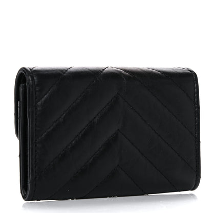 Chanel Aged Calfskin Chevron Quilted Reissue Card Holder Wallet So Black 3 of 11