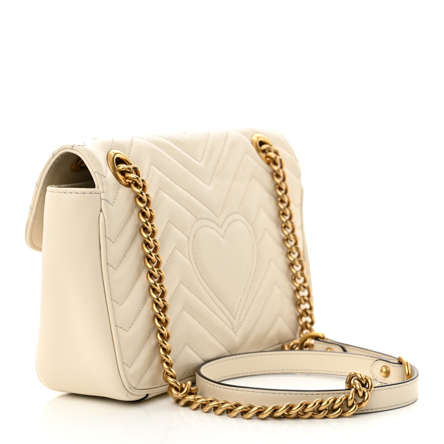 Calfskin Matelasse Medium GG Marmont Shoulder Bag White