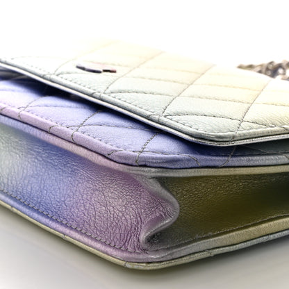 Chanel Gradient Metallic Calfskin Quilted Wallet On Chain WOC Silver Blue Yellow Purple 11 of 11