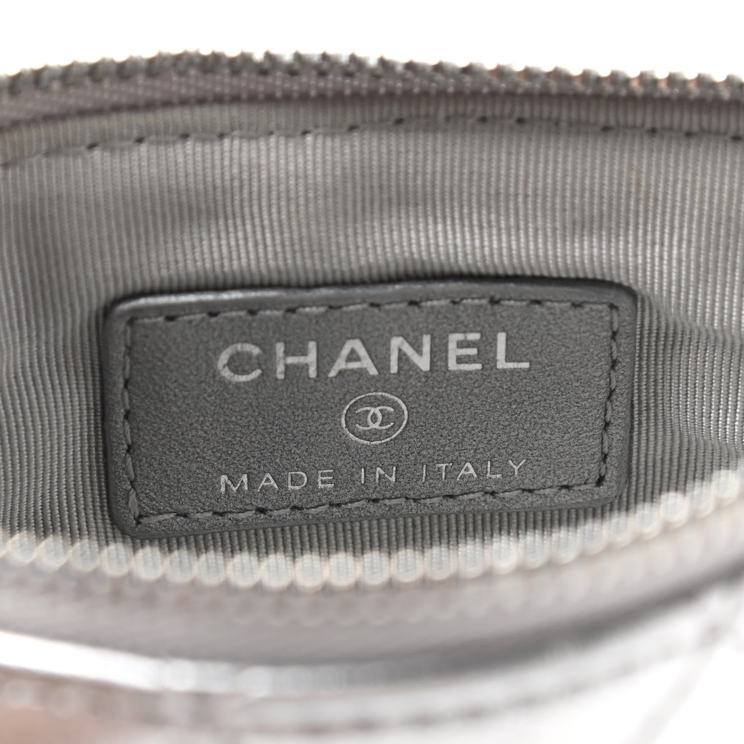 Chanel Metallic Lambskin Small Ground Control Cosmetic Case Silver 6 of 7