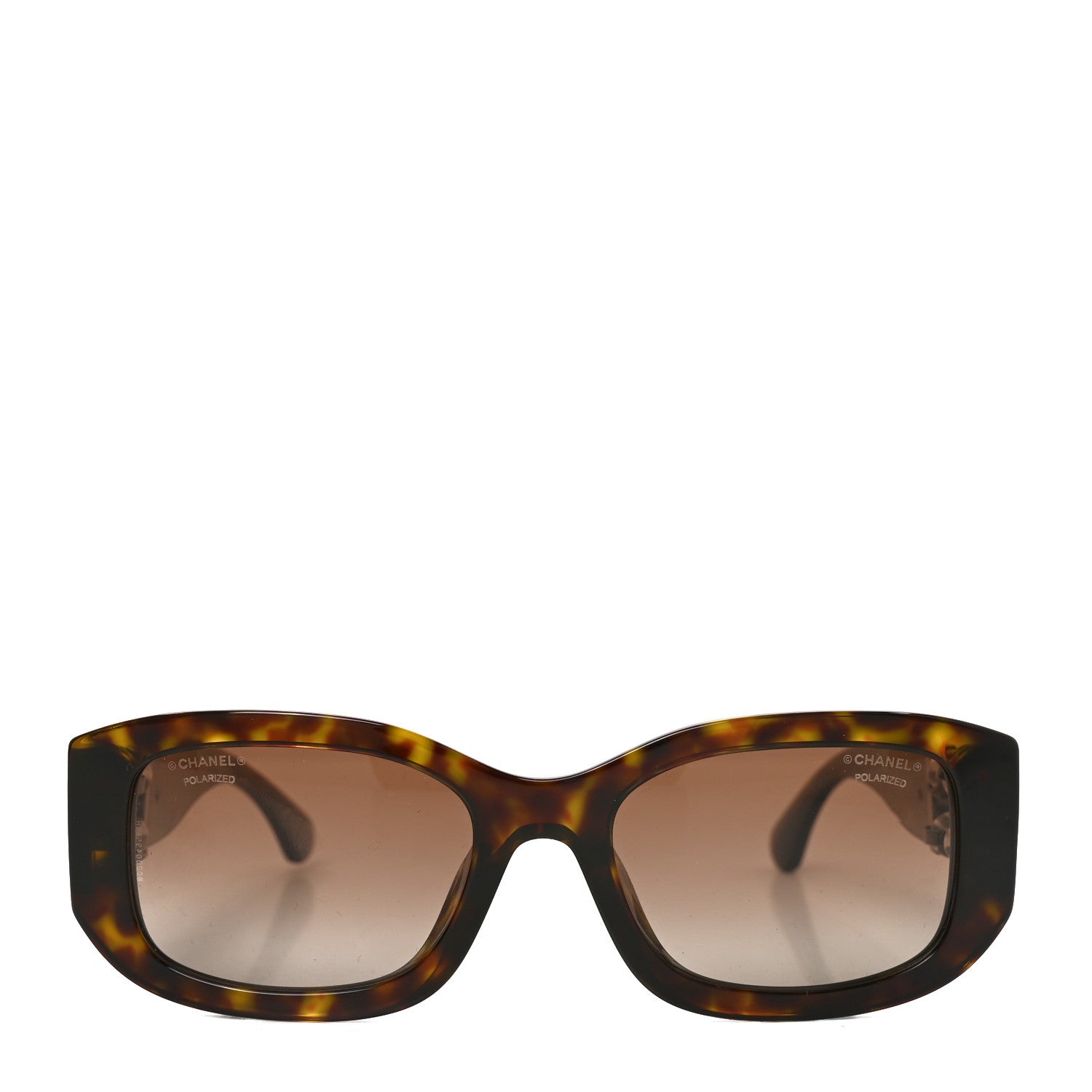 Chanel Acetate Glass Pearl Polarized Oval Sunglasses 5542-A Tortoise 2 of 7