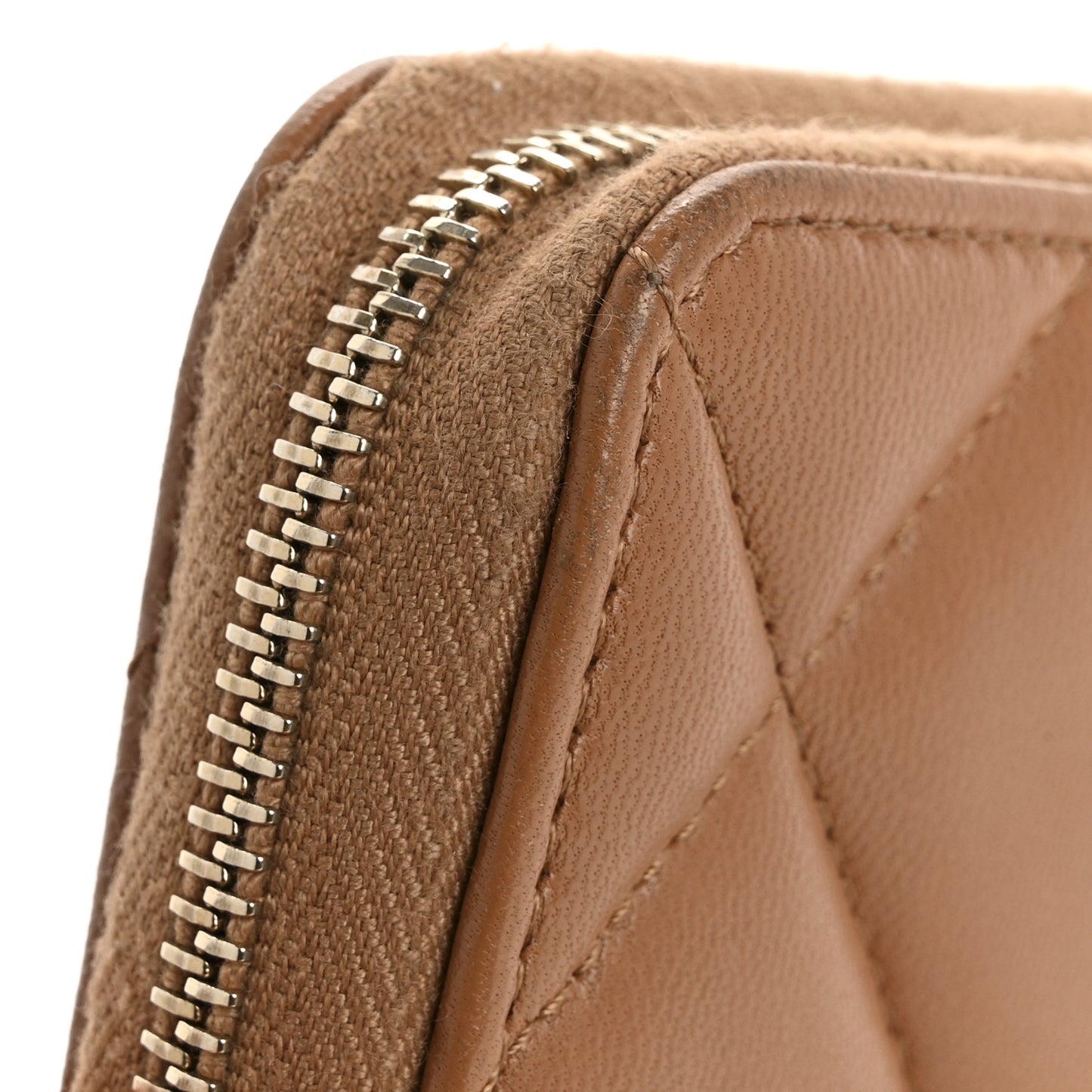 Lambskin Quilted Chanel 19 Zip Around Coin Purse Wallet Brown