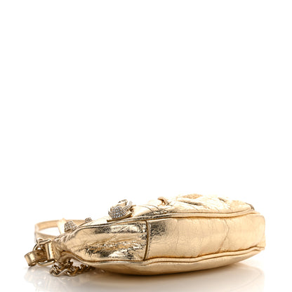 Balenciaga Metallic Arena Agneau Crystal Le Cagole Mini Purse With Chain Gold 4 of 12