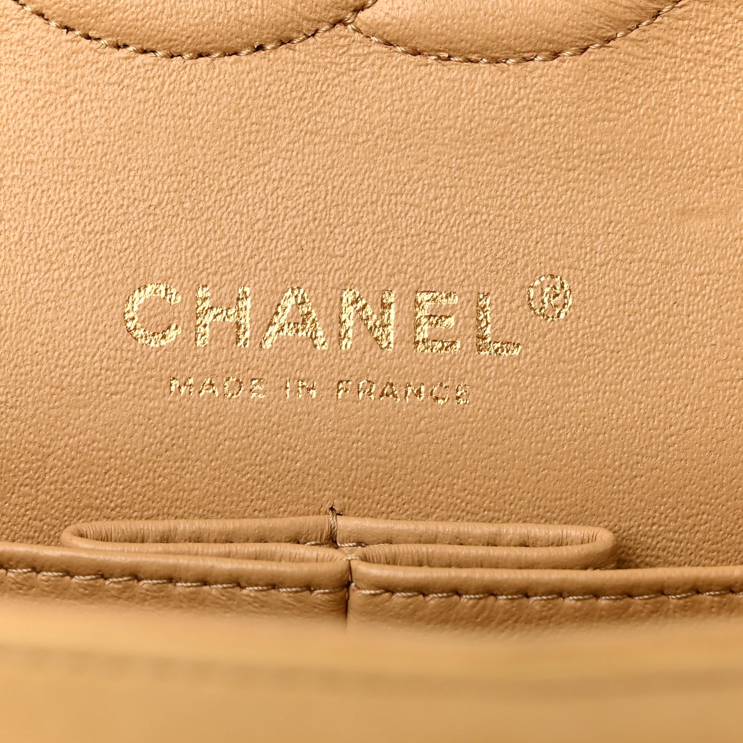 Metallic Patent Quilted Medium Double Flap Gold
