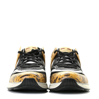 Gucci Suede Calfskin Tejus Printed Mens Ultrapace Sneakers 9 Crop Black Silver White 3 of 11