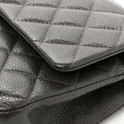Chanel Caviar Quilted Medium Double Flap Dark Grey 15 of 16