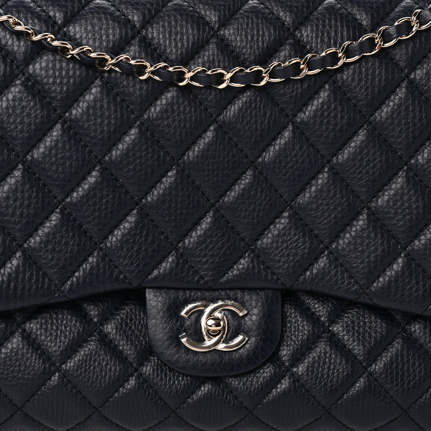 Calfskin Quilted Small XXL Travel Flap Bag Navy