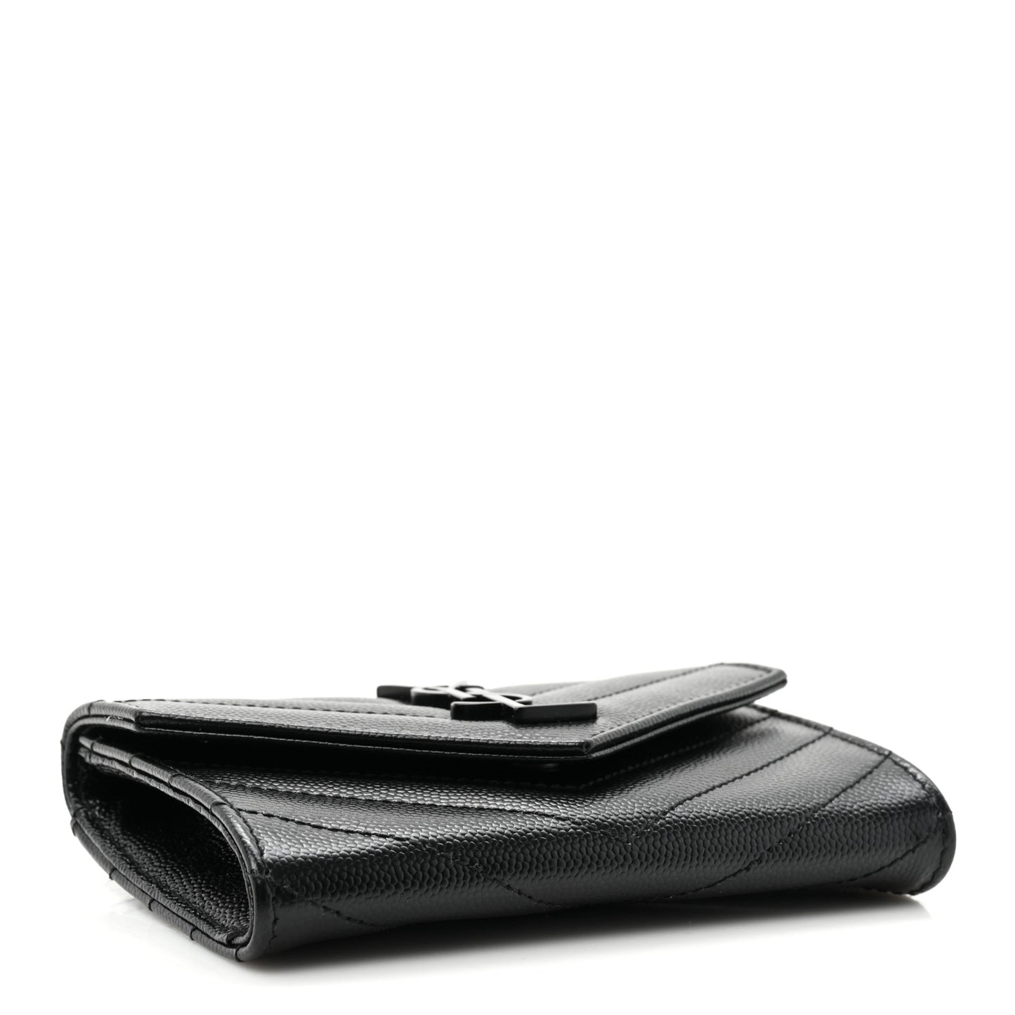 Grain De Poudre Matelasse Chevron Small Monochrome Monogram Envelope Wallet Black