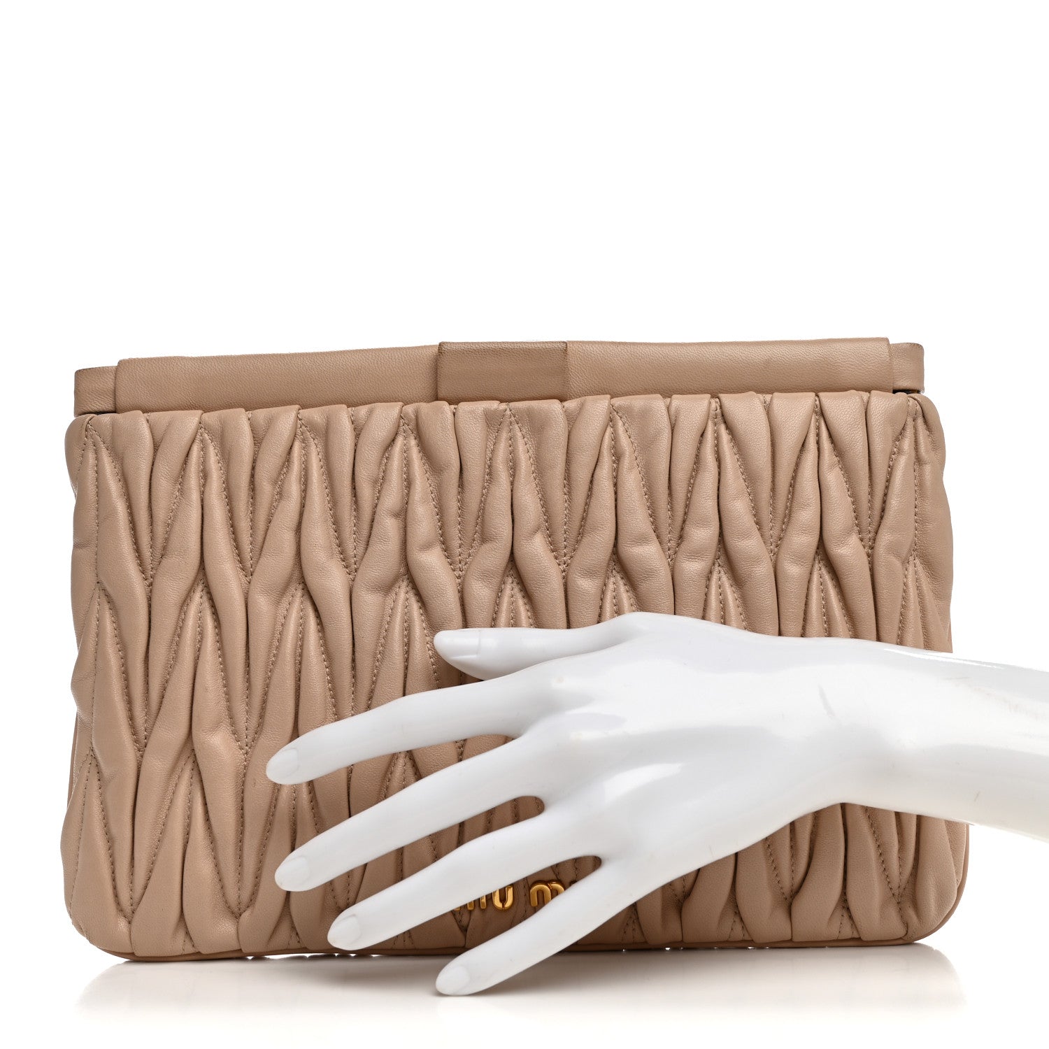 Miu Miu Nappa Matelasse Clutch Cammeo 2 of 10