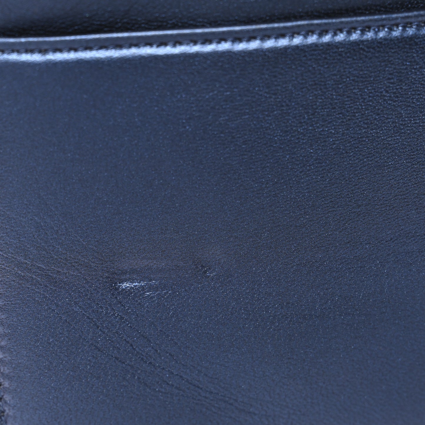 Metallic Calfskin Quilted Boy Wallet On Chain WOC Navy Blue