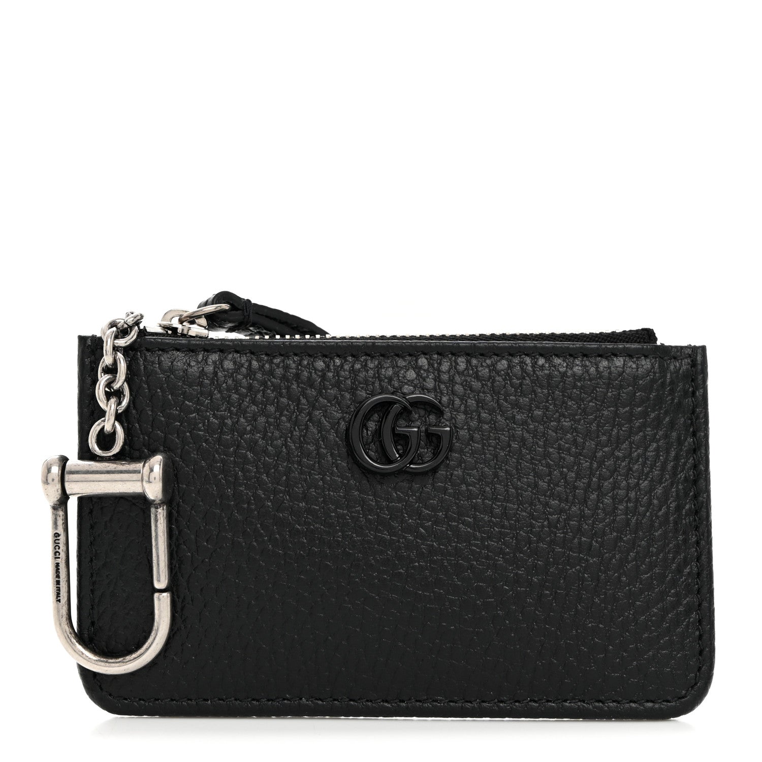 Gucci Dollar Calfskin Enamel Monochrome GG Marmont Key Case Card Holder Black 1 of 8