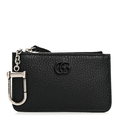 Gucci Dollar Calfskin Enamel Monochrome GG Marmont Key Case Card Holder Black 1 of 8