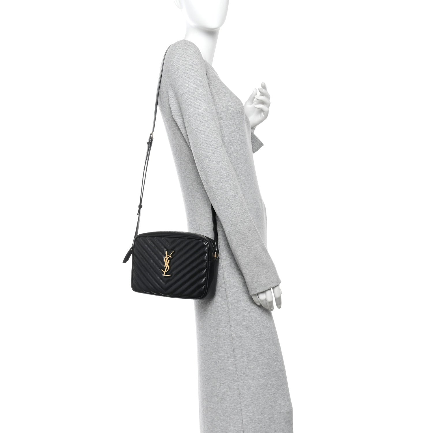 Saint Laurent Calfskin Matelasse Monogram Lou Camera Bag Black 2 of 10