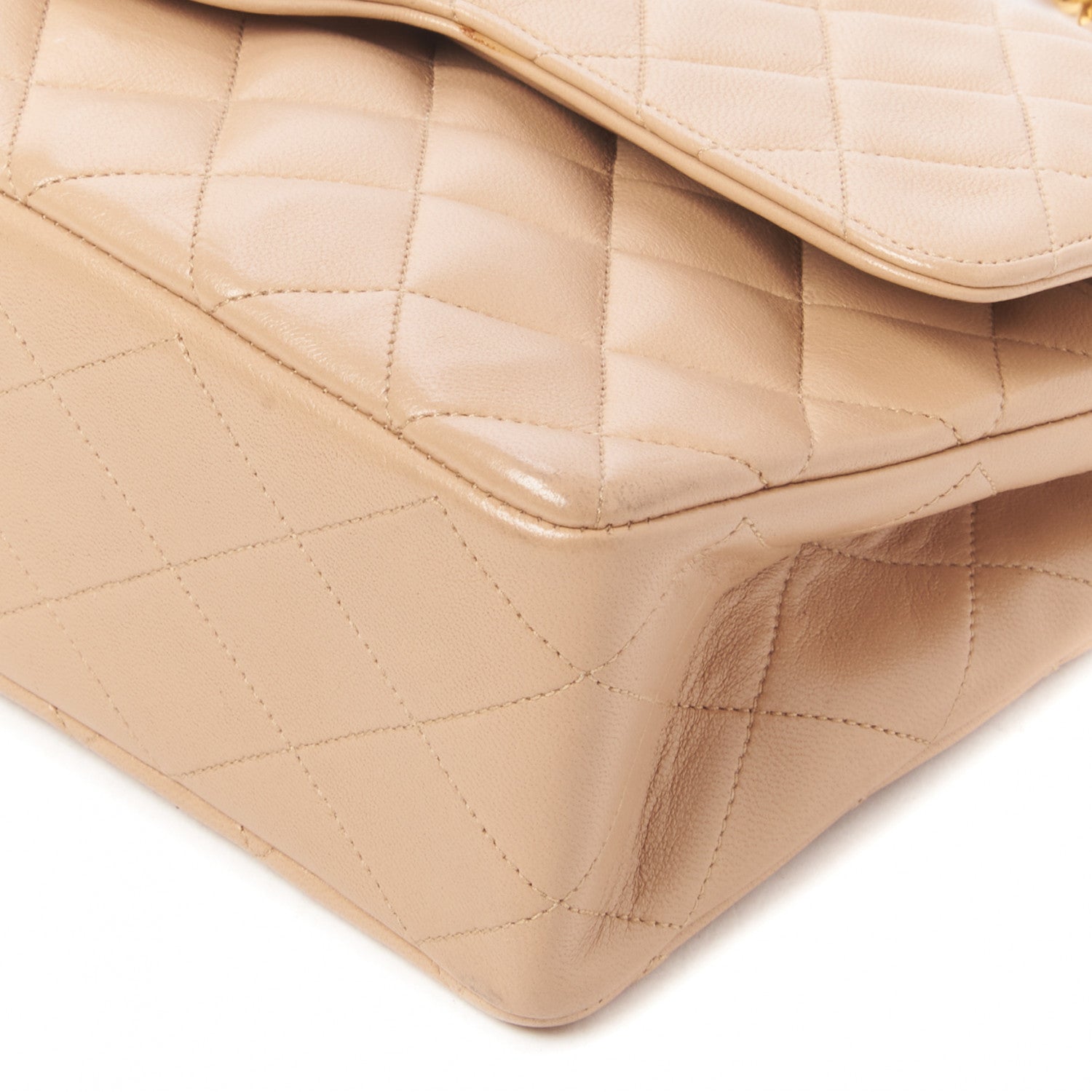 Chanel Lambskin Quilted Medium Double Flap Beige 8 of 9